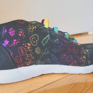 Rainbow  black shoes for school ,for girls